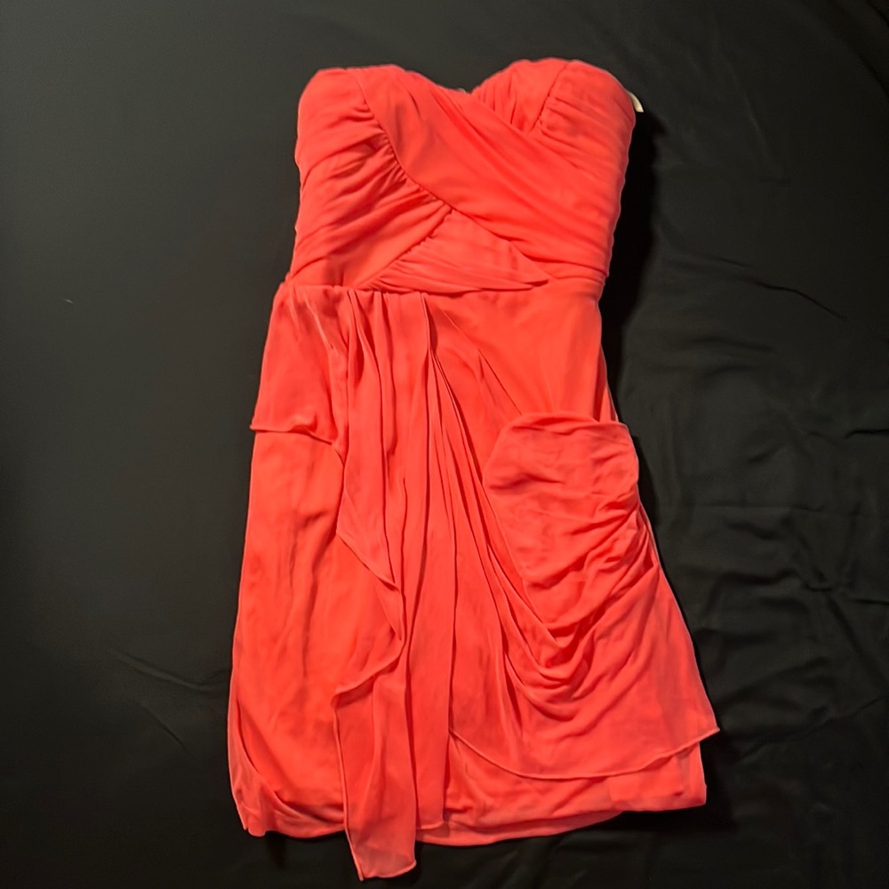 Coral strapless dress